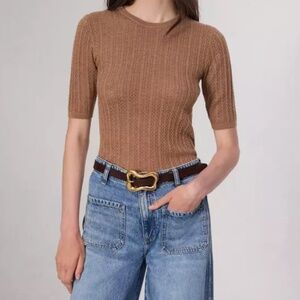 Rag & Bone Tina Short Sleeve Merino Wool Sweater Top NWT